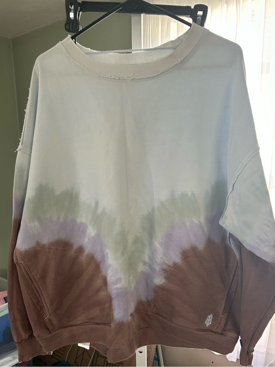FP Movement by Free People Tops - Free People Women's Tie-Dye Pullover Sweatshirt - Sage, Lavender & Brown